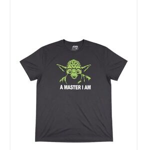 Star Wars Yoda A Master I Am Black Graphic T-Shirt Mens XL